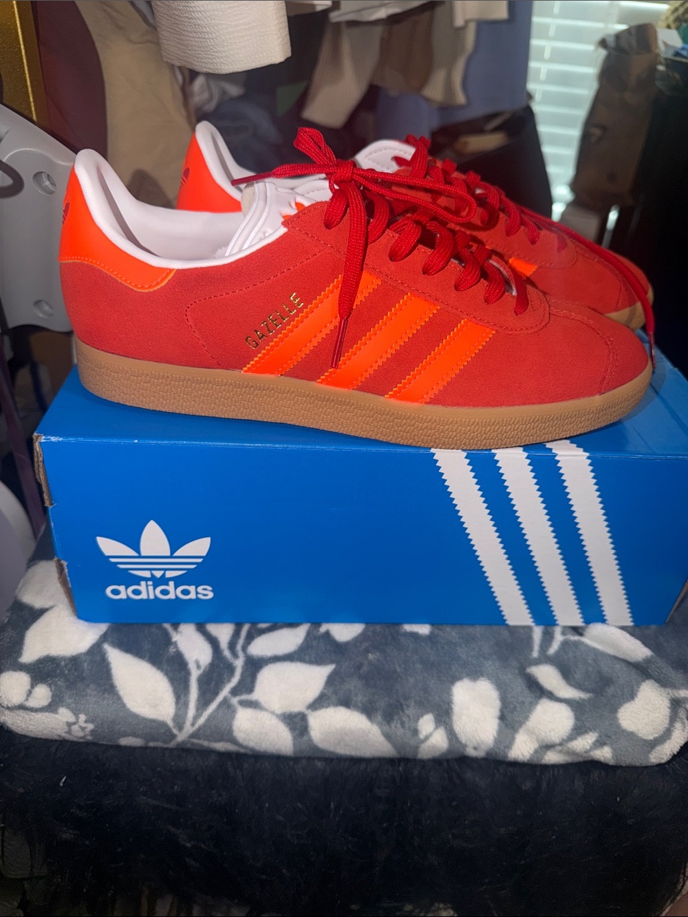 adidas Gazelle Red and Orange Suede Sneakers